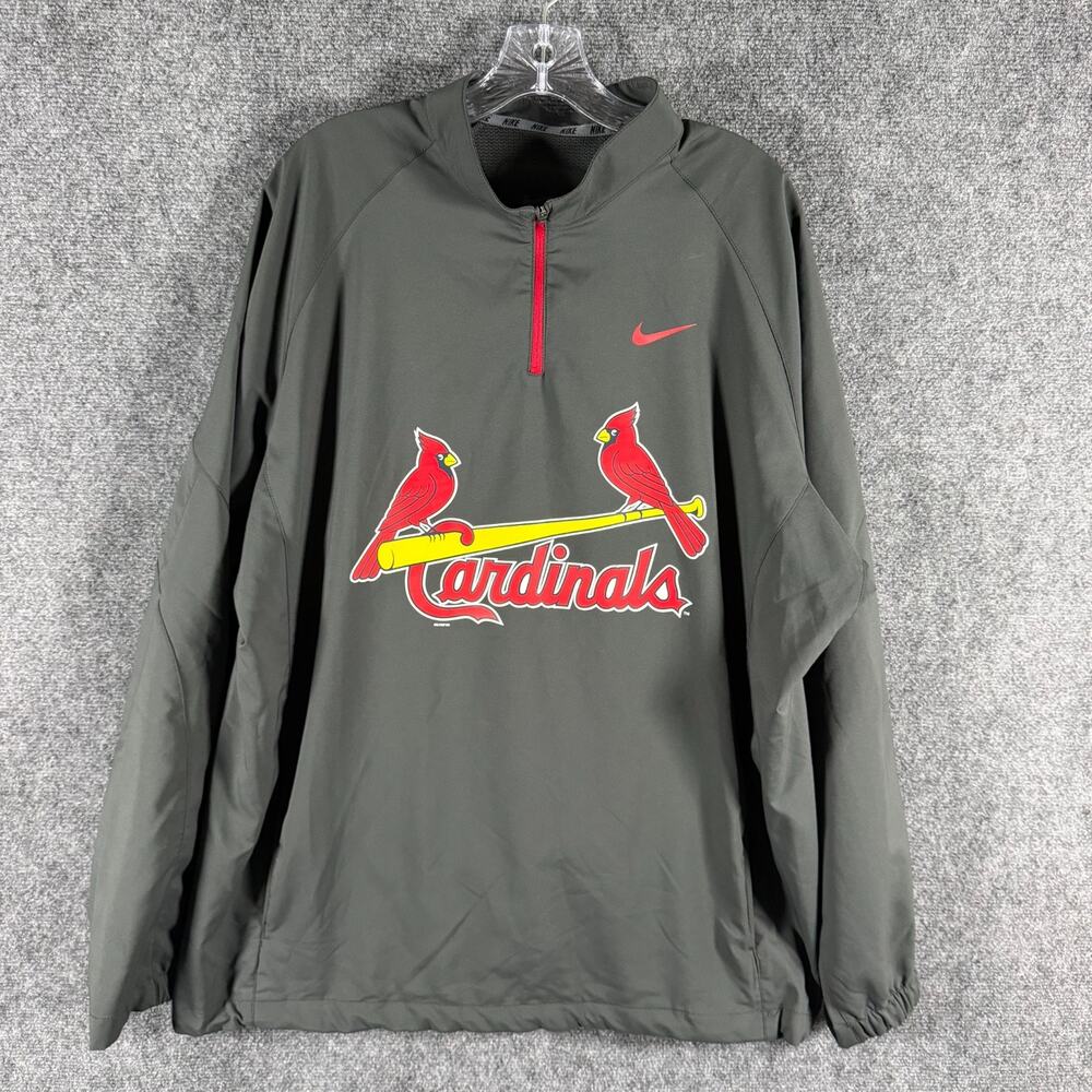 Nike St Louis Cardinals MLB Mens XL Gray Quarter Zip Vented Pullover Jacket 2014